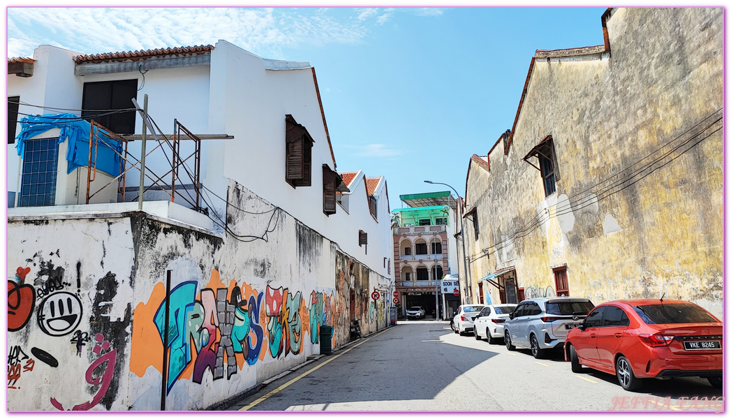 世界文化遺產區,喬治市George Town,喬治市魔鏡計劃(Mirrors Georgetown),壁畫藝術區,姊弟共騎,檳城Penang,爬牆小孩,追風少年,馬來西亞旅遊