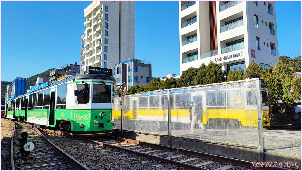 海雲臺Blueline Park 海濱列車,釜山Busan,釜山天空膠囊列車,釜山海雲台HAEUNDAE,釜山版的櫻木花道平交道,青沙浦SNS打卡聖地,面對好景的移動,韓國旅遊