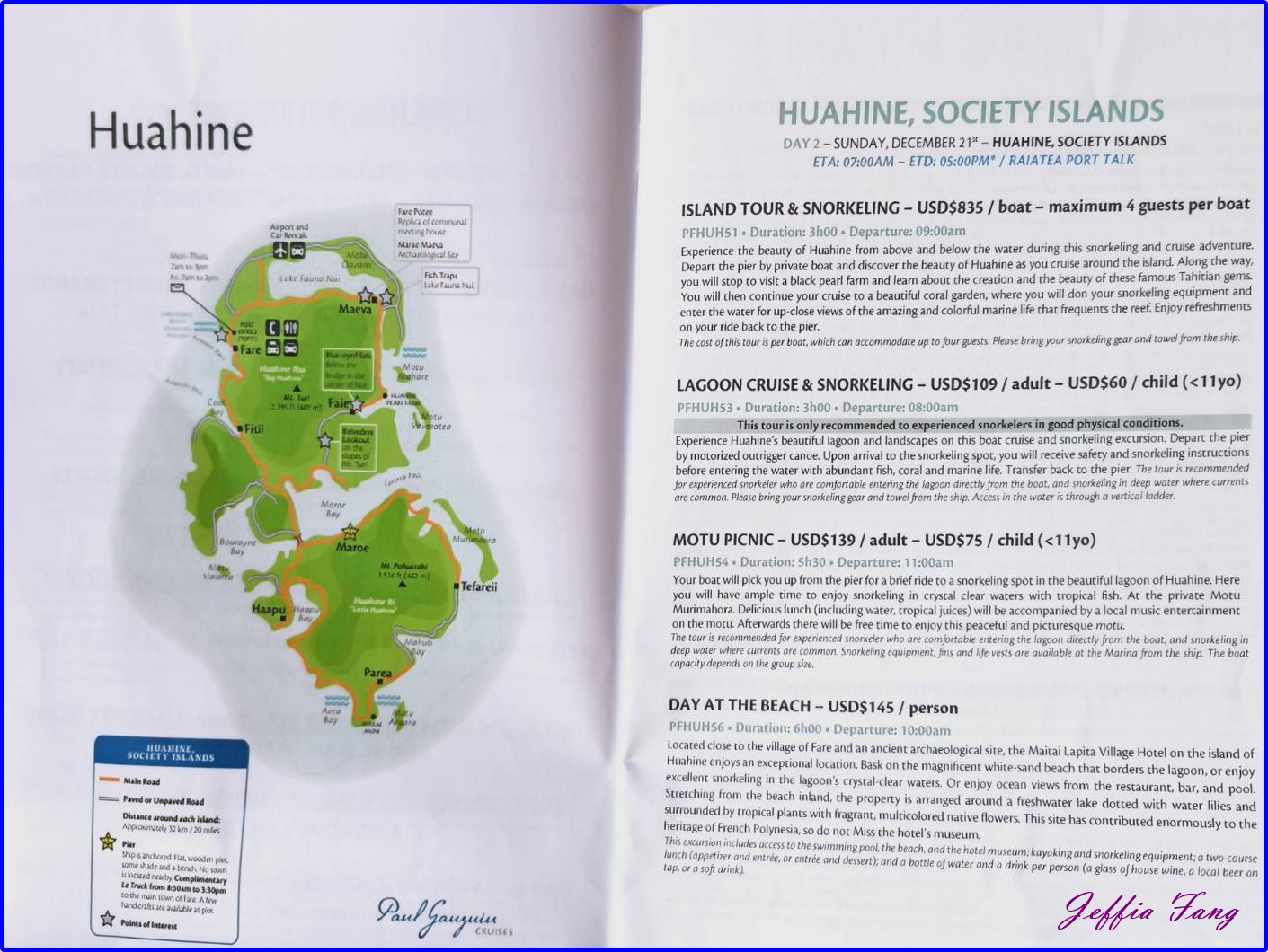 保羅高更號郵輪Paul Gauguin Cruises,大溪地Tahiti,法屬玻里尼西亞FrenchPolynesia,社會群島Society Islands,胡阿希內島Huahine